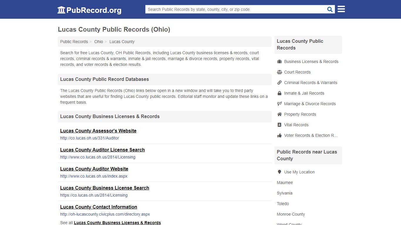 Free Lucas County Public Records (Ohio Public Records) - PubRecord.org