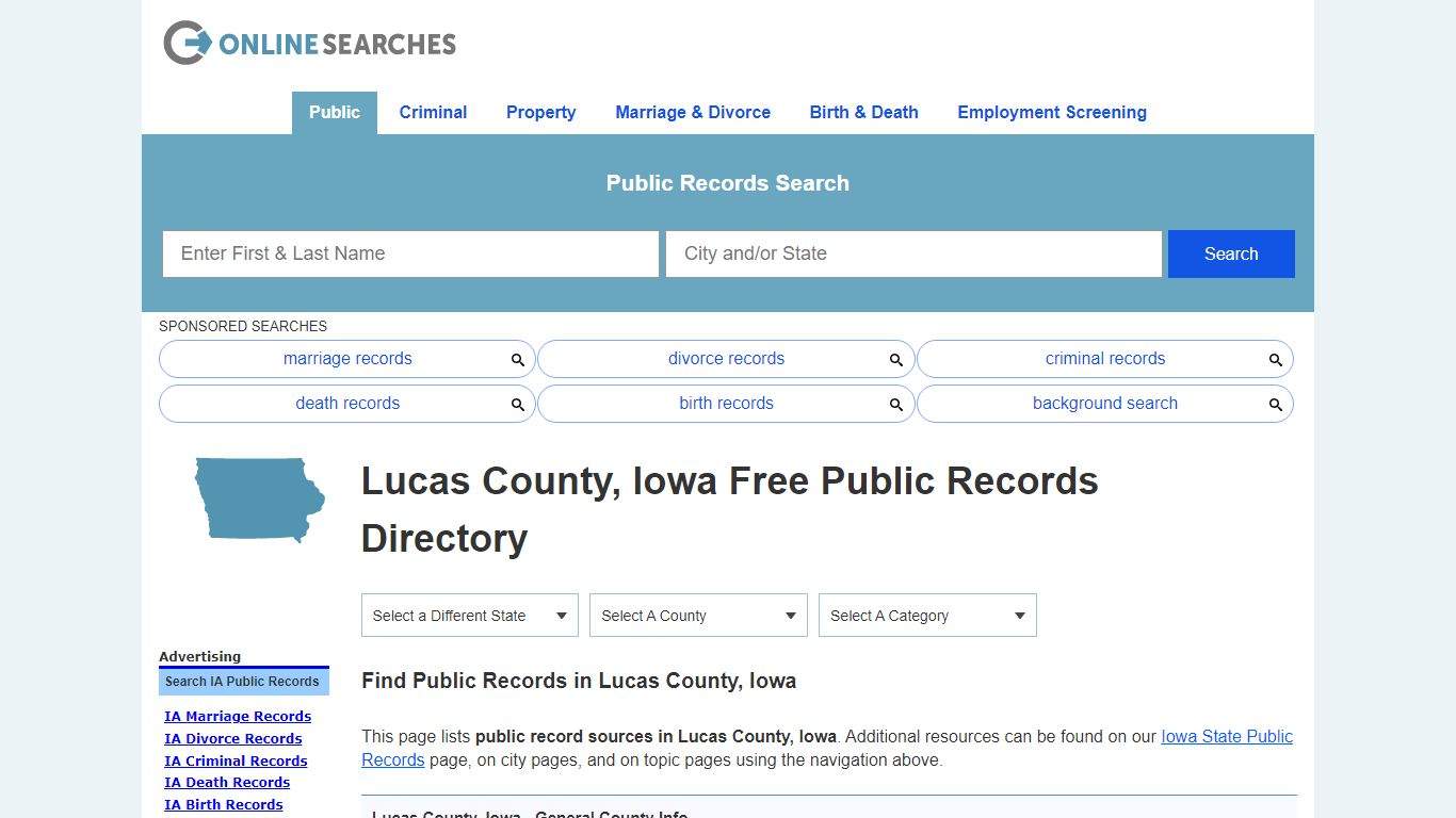 Lucas County, Iowa Free Public Records Directory - OnlineSearches.com