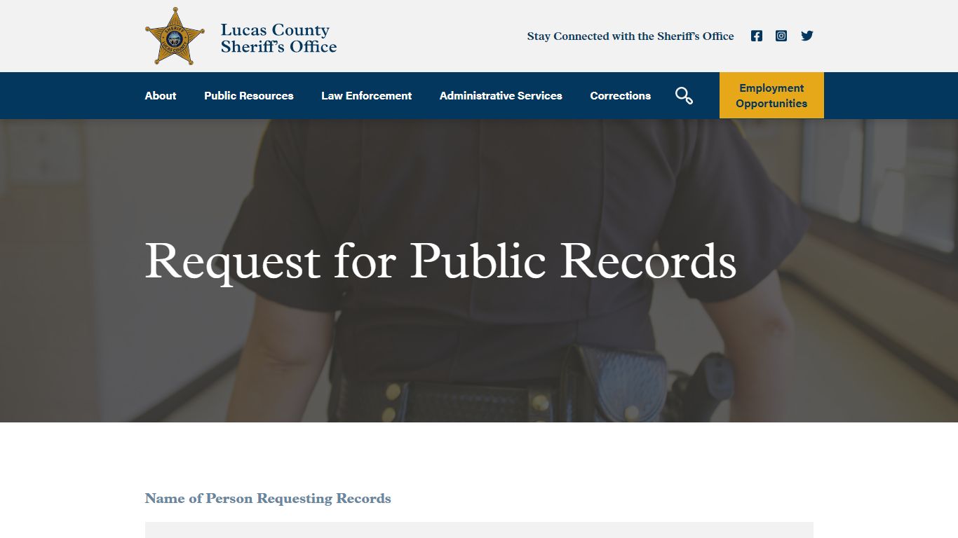 Request for Public Records | Lucas County Sheriff